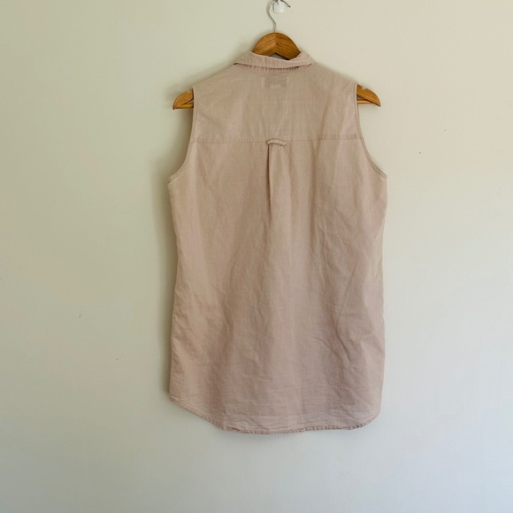 Vintage Coupr Classic Women’s Sleeveless Button Up Shirt Oatmeal Cotton Linen - Picture 5 of 5